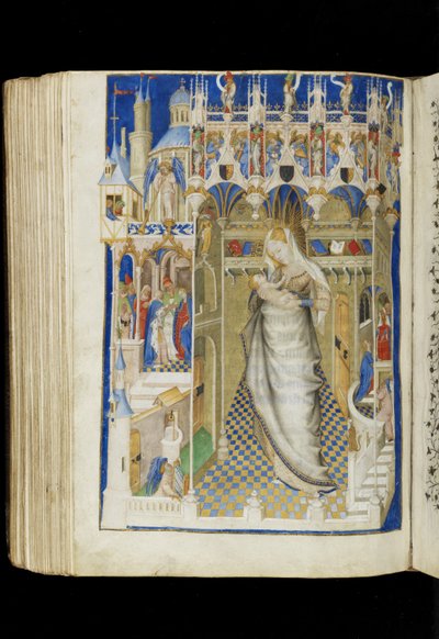 Ms 62 f.141v, Madonna und Kind, aus einem Stundenbuch, Französisch, ca.1445-50 von Master of the Rohan Hours