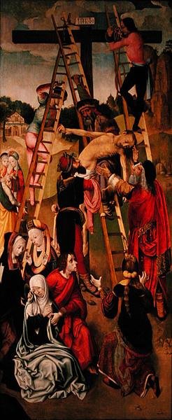 Die Kreuzabnahme, Seitenflügel eines Triptychons, ca. 1490er (Detail) von Master of the Virgo Inter Virgines