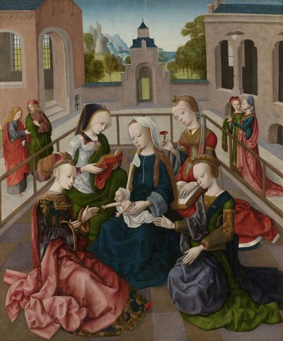 Die Jungfrau und das Kind mit vier heiligen Jungfrauen, ca. 1495-1500 von Master of the Virgo Inter Virgines