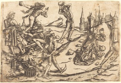 Die Steinigung des Heiligen Stephanus von Master with the Banderoles after Israhel van Meckenem