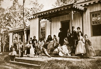 General Heintzelman unterhält Freunde im Genesungslager, Alexandria, 1861-65 von Mathew B. Brady