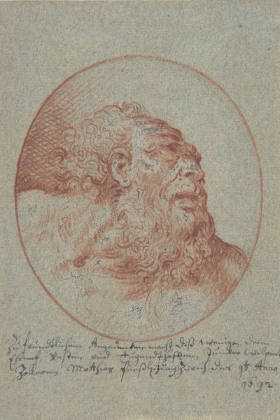 Kopf eines bärtigen Mannes, der nach rechts schaut, 1692 von Mathias Fussli