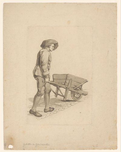 Mann mit Schubkarre von Mathias de Sallieth