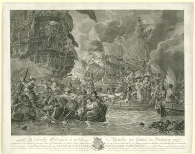 Der niederländische Überfall auf die Medway und die Eroberung der Royal Charles, 1667 von Mathias de Sallieth
