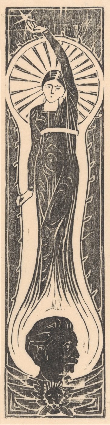 Allegorische Figur mit Porträt von Multatuli von Mathieu Lauweriks