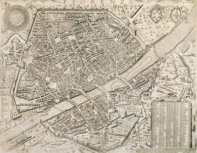 Karte von Florenz, 1595 von Matteo Florimi