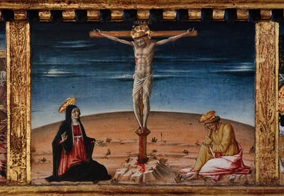Madonna und Kind mit den Heiligen Jakobus, Augustinus, Bernhardin und Margarete, erste Jahrzehnte des 14. Jahrhunderts von Matteo di (c.1430 95) Giovanni