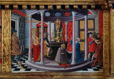 Madonna mit Kind und den Heiligen Jakobus, Augustinus, Bernhardin und Margarete, erste Jahrzehnte des 14. Jahrhunderts von Matteo di (c.1430 95) Giovanni