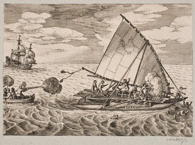 Holländer erobern Schiff mit wilden Leuten und Kindern von Matthäus Merian d.Æ.
