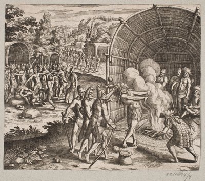 Im Haus von König Pamukes begannen sie diese Zeremonie von Matthäus Merian d.Æ.