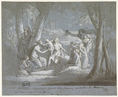 Telemachus und Calypso spielen mit einem Amor von Mattheus Ignatius van Bree