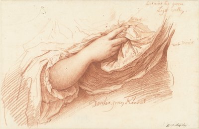 Studie eines rechten Arms und einer Hand auf einem weiten Ärmel von Mattheus Verheyden