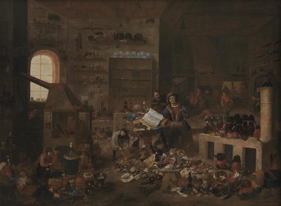 Ein Alchemist in seinem Labor von Mattheus van Helmont