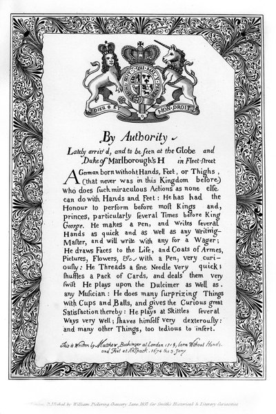 Kalligraphische Ausstellung von Matthew Buchinger, Zwerg von Nürnberg, 1717 von Matthew Buchinger