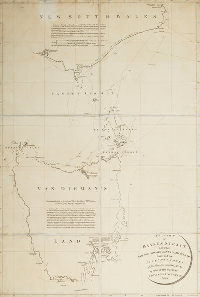 Karte der Basses-Straße zwischen New South Wales und Van Diemans Land, vermessen von Leutnant Flinders von HMS 