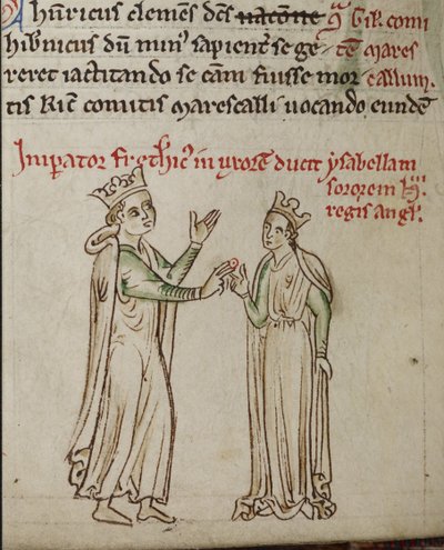 Friedrich II. und Isabella von England aus der Historia Anglorum, Chronica majora von Matthew Paris