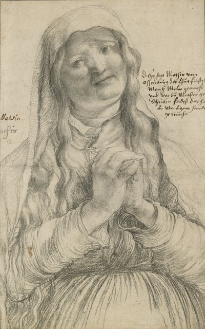 Eine ältere Frau mit gefalteten Händen, ca. 1512 von Matthias Grünewald