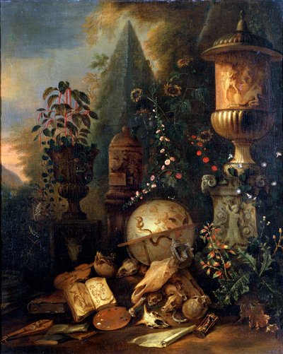 Vanitas. Stillleben mit einer Vase, 17. oder frühes 18. Jahrhundert von Matthias Withoos