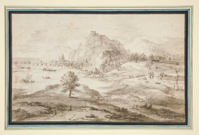 Gebirgige Landschaft mit Hafen und Stadt von Matthys Cock