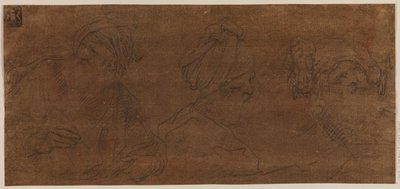 Drei Studien eines alten Mannes mit Turban von Mattia Preti