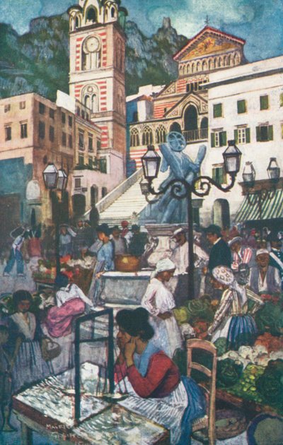 Amalfi, Piazza und Dom von Maurice (after) Greiffenhagen