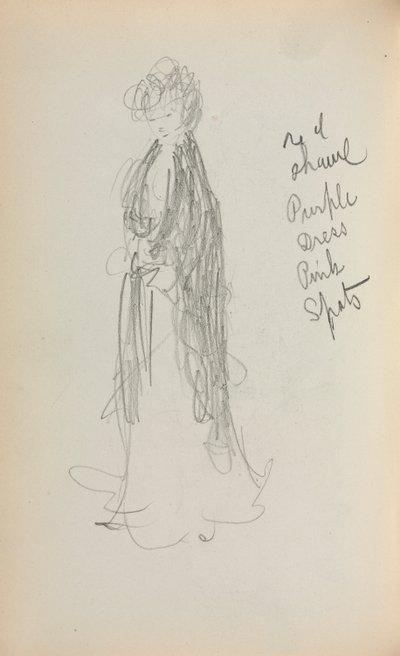 Italienisches Skizzenbuch: Stehende Frau mit Schal Seite 53, 1898-1899 von Maurice Brazil Prendergast