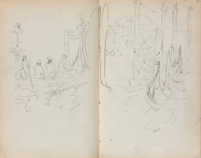Italienisches Skizzenbuch: Venezianischer Hafenblick Seite 31 & 32, 1898-1899 von Maurice Brazil Prendergast