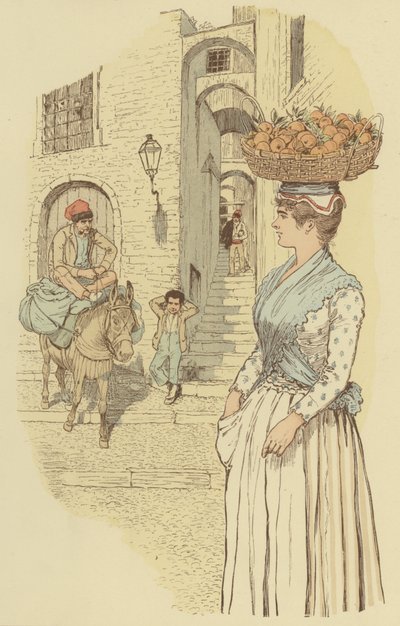 Straßenleben in den engen Gassen der Altstadt von San Remo, Italien von Maurice Charles Mathieu Bonvoisin