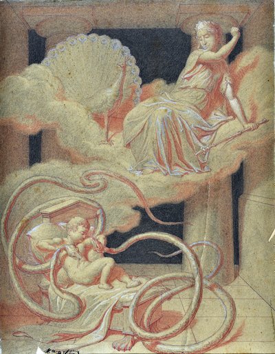 Herkules als Kind tötet die von Hera gesandten Schlangen in seiner Wiege von Maurice De Vaines