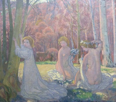 Figuren in einer Frühlingslandschaft Heiliger Hain von Maurice Denis