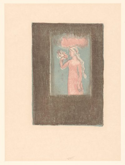Junges Mädchen mit Blumen vor einem Fenster von Maurice Denis