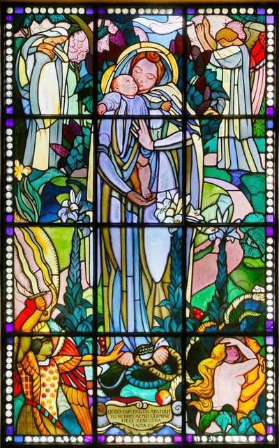 Maurice Denis Museum, Saint Germain en Laye, Frankreich, Maurice Denis, Jungfrau und Kind Buntglas (Buntglas) von Maurice Denis