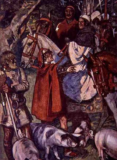 "Eure Ehrwürden müssen diesen Weg halten, bis ihr zu einem versunkenen Kreuz kommt", Illustration aus 