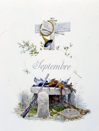 September "La Chanson du mois" von Jérôme Doucet, Illustration - Maurice Leloir, ed. Reims 1904. L. Michaud von Maurice Leloir