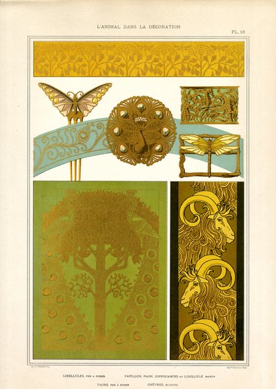 Tiermotive für Schmuck und dekorative Elemente (Litho) von Maurice Pillard Verneuil