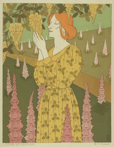 Cytises und Digitales - Frau mit Glyzinien und Fingerhüten von Maurice Pillard Verneuil