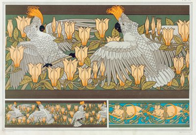 Entwurf für Tapetengrenze Kakadu und Magnolie, veröffentlicht 1897 von Maurice Pillard Verneuil