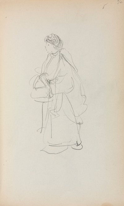Italienisches Skizzenbuch: Stehende Frau mit Tasche (Seite 56) von Maurice Prendergast
