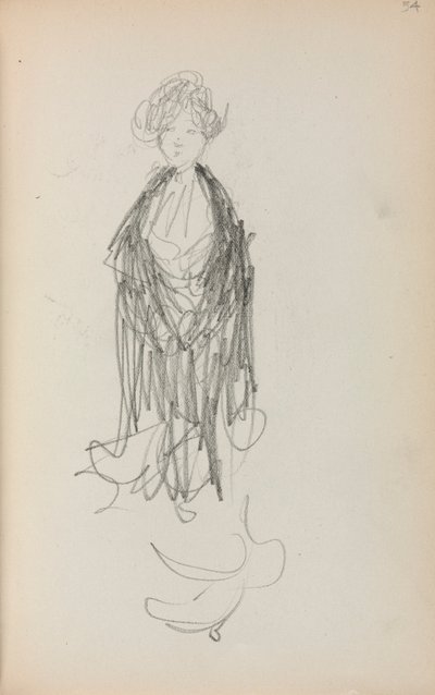 Italienisches Skizzenbuch: Stehende Frau mit Schal (Seite 54) von Maurice Prendergast