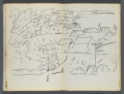 Skizzenbuch, The Dells, Nr. 127: Landschaft mit Häusern von Maurice Prendergast