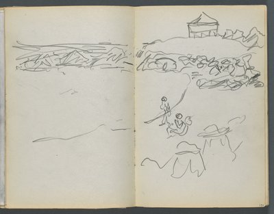 Skizzenbuch, The Dells, Nr. 127, Seite 130 & 131: Küstenansicht von Maurice Prendergast