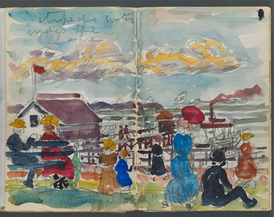 Skizzenbuch, The Dells, Nr. 127, Seite 152 & 153: Figuren an einer Küste von Maurice Prendergast