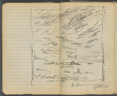 Skizzenbuch, Seite 152 & 153: Blick auf das Meer mit Farbanmerkungen von Maurice Prendergast