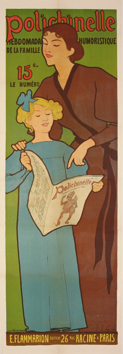Plakat für die wöchentliche humoristische Zeitung Polichinelle, 1896 von Maurice Realier Dumas