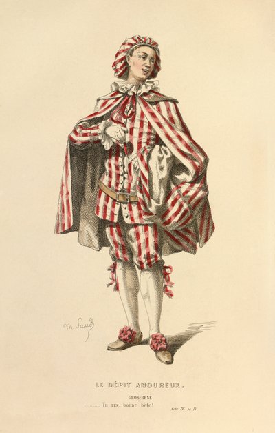 Kostüm für die Rolle des Gros-René, um 1868 (Gravur) von Maurice Sand