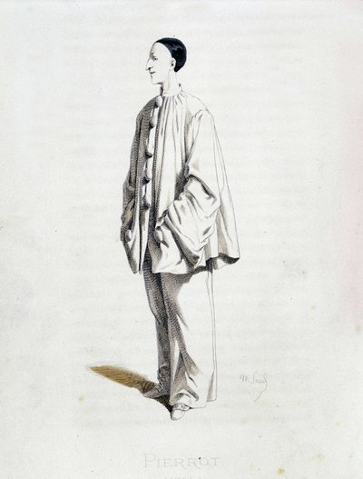 Pierrot aus Masques et bouffons (Italienische Komödie), Text und Zeichnungen von Maurice Sand, Radierungen von A. Manceau, Vorwort von Georges Sand, Paris, Michel Lévy Frères von Maurice Sand