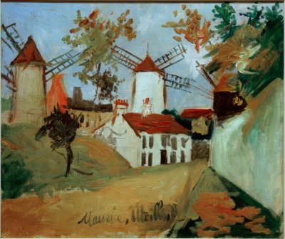 Die drei Mühlen von Montmartre von Maurice Utrillo