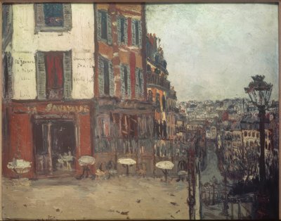 Terrasse in der Rue Muller von Maurice Utrillo