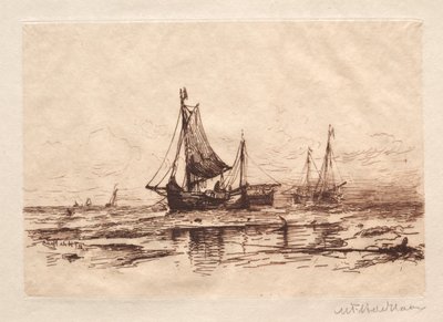 Fischerboote am Strand von Scheveningen von Maurits Frederik Hendrik De Haas
