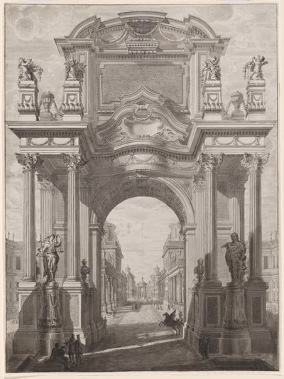 Architektonische Capriccio mit einem Triumphbogen von Maurizio Pedetti